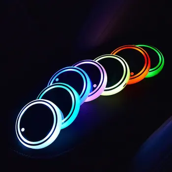 Car LED Light Държач за чаши Универсален LED RGB Light Пийте Подложка Подложка против хлъзгане Мат Енергоспестяваща чаша Подложка Атмосфера светлина