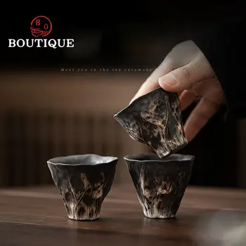 2pc/Set Японски Wabi-саби стил керамична чаша чай груба керамика малка чаша творчески лотос майстор купа Кунг Фу чай Drinkware 50ml