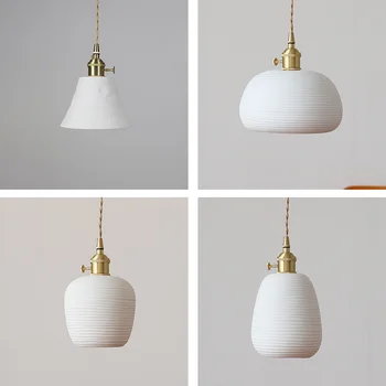 японски керамичен полилей Nordic месинг лампа капачка с превключвател Homestay Ресторант Бар Проучване гардероб Simple Ins висулка светлина
