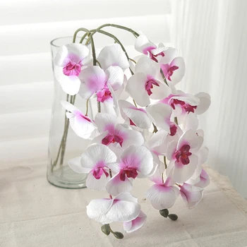Изкуствена пеперуда орхидея цветя бяла коприна фалшив цветен за ваза сватба Коледа дома стая подарък DIY декорация аксесоари