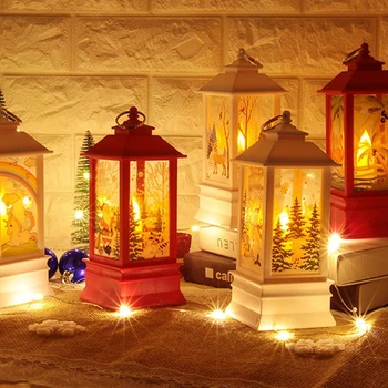 Весела коледна украса за дома Коледен фенер светлина Натал Навидад 2021 Кристмас орнамент Честита Нова Година 2022 Коледни подаръци