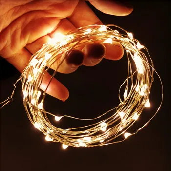 1-10M гирлянд низ светлини коледни светлини сребърна тел батерии експлоатирани Коледа фея венец водоустойчив LED сватбена украса