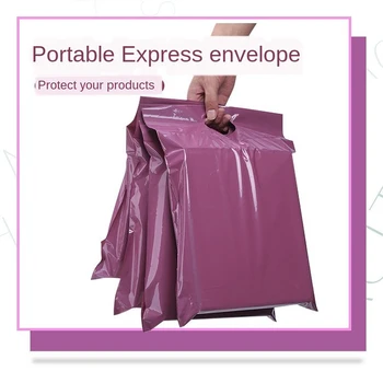 100pcs големи куриерски чанти самозалепваща се самозалепваща се чанта за съхранение Розова пластмасова поли плик Mailer Пощенска пощенска чанта с дръжка Доставка