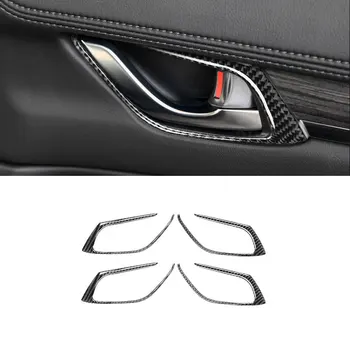 За Mazda CX-5 CX5 2017 2018 4PCS въглеродни влакна кола интериор врата издърпайте дръжка рамка капак декор подстригване