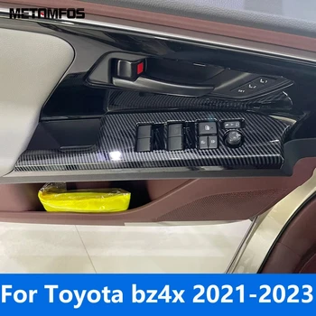 Аксесоари за Toyota bz4x 2021 2022 2023 Интериор от въглеродни влакна прозорец асансьор превключвател капак подстригване вътре подлакътник рамка кола стайлинг