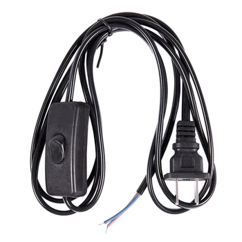3X US Plug 1.8M захранващ кабел за включване / изключване на бутона AC110V 3A AC250V 6A черен