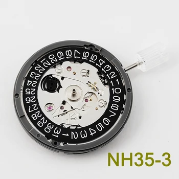 Japan NH35 NH35A Движение Високо прецизно автоматично механично движение Черна седмица Дата Set Wrist Watch Мъжки часовник китката