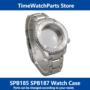 SPB185 SPB187 случай с неръждаема стомана сребърна гривна Seiko часовник части рамка вложка за NH35 NH36 движение сапфир кристал