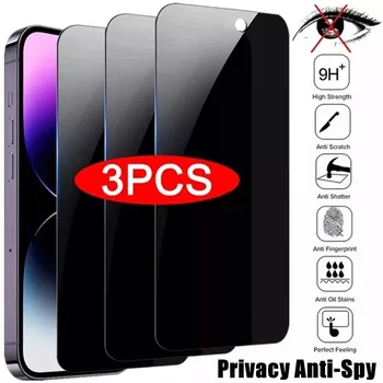 3Pcs анти-шпионско стъкло за iPhone 14 15 Pro Max Защита на екрана за поверителност за iPhone 13 12 11 Pro XS Max XR 14 Plus закалено стъкло
