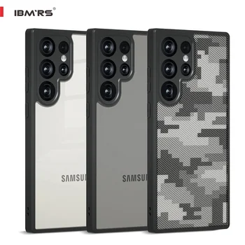 IBMRS за Samsung Galaxy S23 Ultra Case, [Военен дизайн] Камуфлаж твърд гръб меки ръбовеПрозрачни въздушни възглавници телефон случай