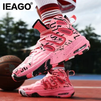IEAGO Оригинални висококачествени мъжки дамски дишащи неплъзгащи се баскетболни обувки възглавница атлетични маратонки