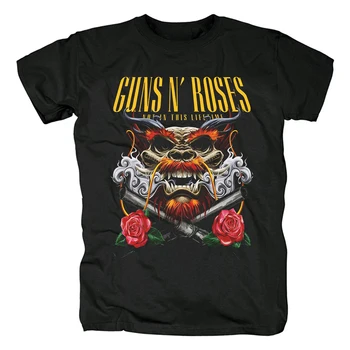 Мъжка памучна тениска Лятна марка тениска Guns N Roses Bullet Logo Черна графична тениска Марка тениска Извънгабаритни върхове