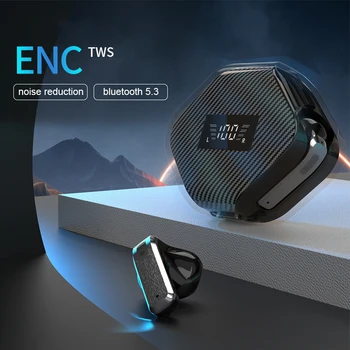 Слушалки Безжични висококачествени ENC намаляване на шума Игри с дълъг обхват в ухото Bluetooth слушалки с микрофон