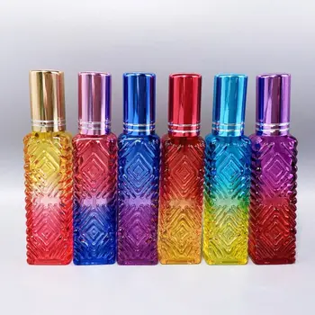 10ml цветна квадратна стъклена бутилка за парфюм дебела мини ароматна козметична опаковка спрей бутилка за многократна употреба стъклени флакони