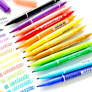 12 цвят малка двойна глава Нетоксичен и екологичен маркер писалка мазен цвят зебра маркер писалка реклама писалка