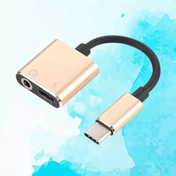 USB тип C към 35mm аудио адаптер кабел 2 в 1 тип-C до 35mm жак стерео слушалки микрофон адаптер конвертор адаптер за зареждане