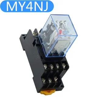 1pcs MY4NJ DC12V AC12V DC24V AC24V бобина 5A 4NO 4NC LED индикатор захранващо реле DIN шина 14 Pin време реле с гнездо