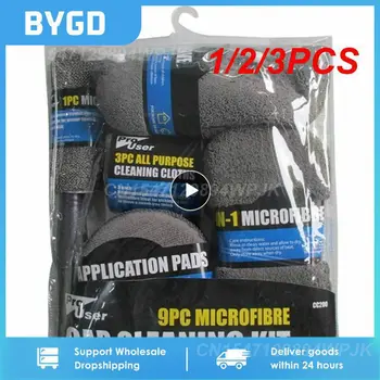 1/2/3PCS Комплекти за почистване на автомивки Микрофибърни кърпи Руж гъба за измиване ръкавица Полски грижи Апликаторни подложки Автоматично детайлизиране Измиване
