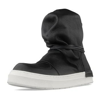 Висококачествени кръгли пръсти зимни обувки Мъжки обувки Дишаща естествена кожа хип-хоп Ежедневни обувки