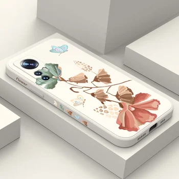 Larch пеперуда телефон случай за Xiaomi Mi 13 12 12T 12S 11 11T Ultra 10 10T 9 9T 9SE 8 Pro Lite 5G течен силиконов капак