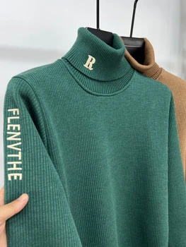High end марка мода бродиран пуловер мъжки есен зима 2023 нова тенденция корейски случайни удебелени високо врата трикотажен пуловер
