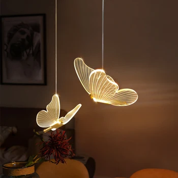  пеперуда полилей LED таван висулка светлина висящи лампи за дома нощно хранене хол осветително тяло декорация осветление