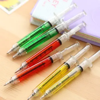 50Pcs многоцветни спринцовки Новост течна спринцовка химикалка игла тръба форма медицинска сестра подарък течна писалка цвят за обучение