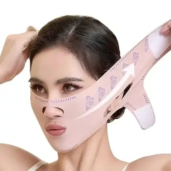 NEW Дишаща V лента за лице Повдигане на бузите Тънка маска за лице Намаляване на двойната брадичка V-Line Оформяща превръзка Превръзка за лице против бръчки