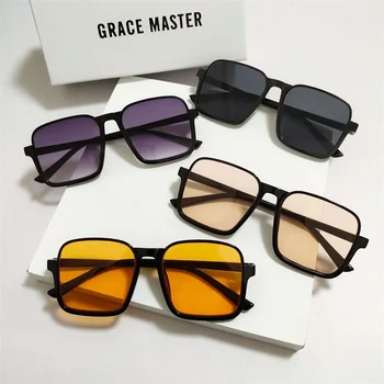 Извънгабаритни квадратни слънчеви очила за мъже жени 2022 Мода Популярни Ins Луксозна марка дизайн очила тенденция Uv400 нюанси Ново