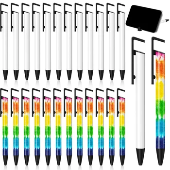 12Pcs сублимационни писалки празни с свиване обвивка мобилен телефон стойка химикалка за сублимация празен клип писалка за офис