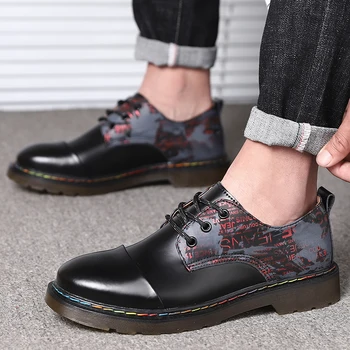 Мъже Оксфордски обувки Мода Британски стил Ежедневни Мъжки обувки На открито Голям размер Работни обувки Дизайнерска кожа Мъжка рокля Бизнес обувки