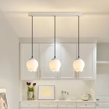 Модерни LED стъклени висулки светлини за хол спалня нощно шкафче висящи лампи кремообразно вятърно вътрешно декор осветително тяло