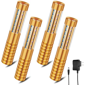 4 бр. LED строб за многократна употреба LED светлина акумулаторна шампанско LED бутилка услуга и зарядно устройство, US Plug Gold
