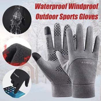 Зимни топли ръкавици за мъже жени сензорен екран водоустойчива ветроупорна ръкавица сноуборд мотоциклет езда колоездене унисекс руно ръкавици