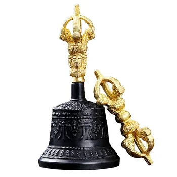 Непал месинг Vajra злато голям тибетски камбани камбани камбанки будистки ръчен вятър камбани медитация внимателност звук лечебни инструменти