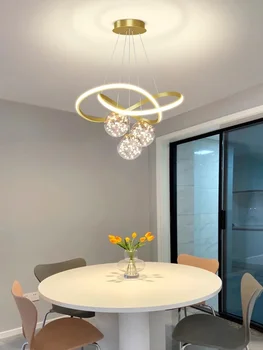 Модерни стъклени топки LED полилеи блясък за всекидневна трапезария спалня кухня висулка лампи вътрешно висящи осветителни тела