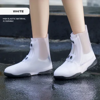 Превъзходен водоустойчив капак за обувки с бутон Регулируем комфортен дъжд обувка капак за многократна употреба на открито удебелен неплъзгащ се протектор за обувки