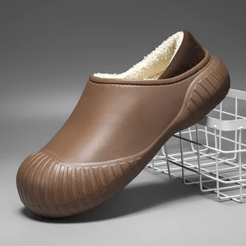 Модни мъжки зимни твърди EVA топли чехли памучни домашни обувки мъжки леки дебели долни сандали за мъже водоустойчив моден слайд
